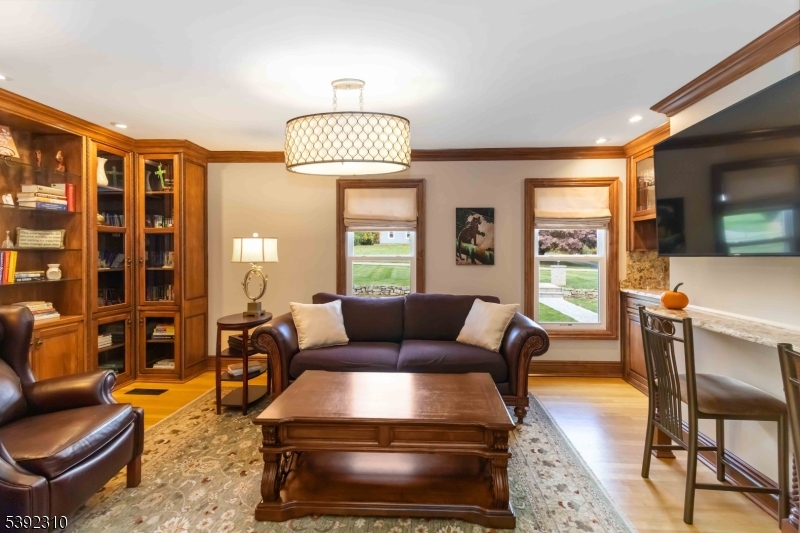 Den built-ins Den with Dry Bar & Built-ins