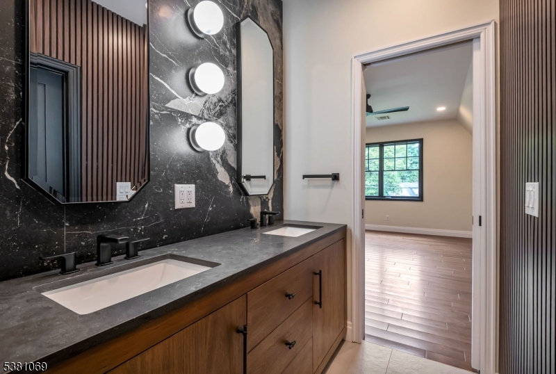 Bathroom Jack and Jill Bathroom with Sleek Double Vanity