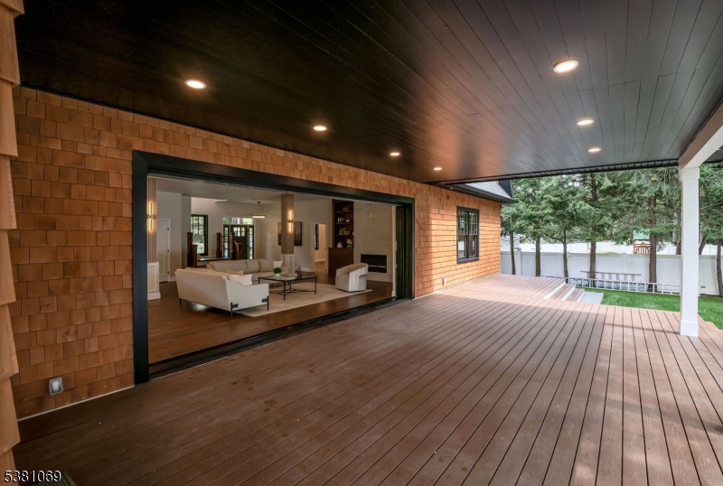 Basement Backyard Trexdeck with Recessed Lighting