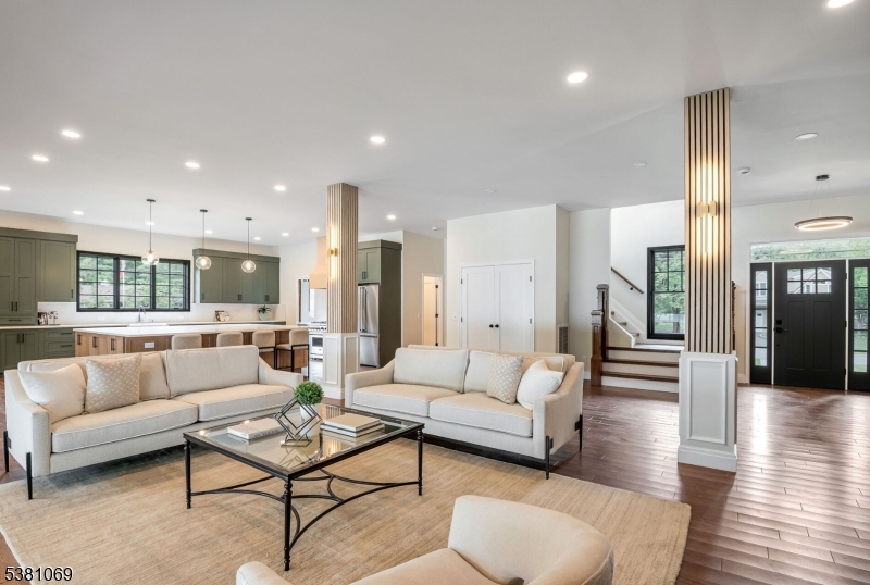 Living Room Natural White Oak Flooring Throughtout