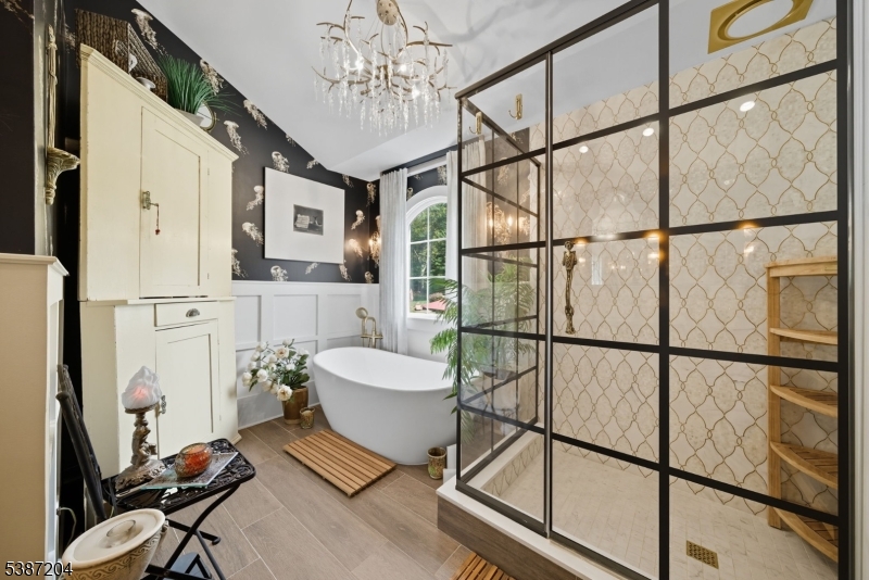 Primary Bathroom Large shower and soaking tub.