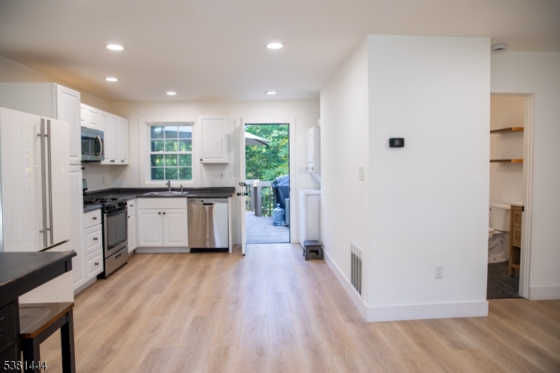 kitchen and living