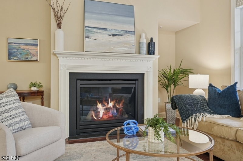 . Gas fireplace lights up with the touch of a remote!