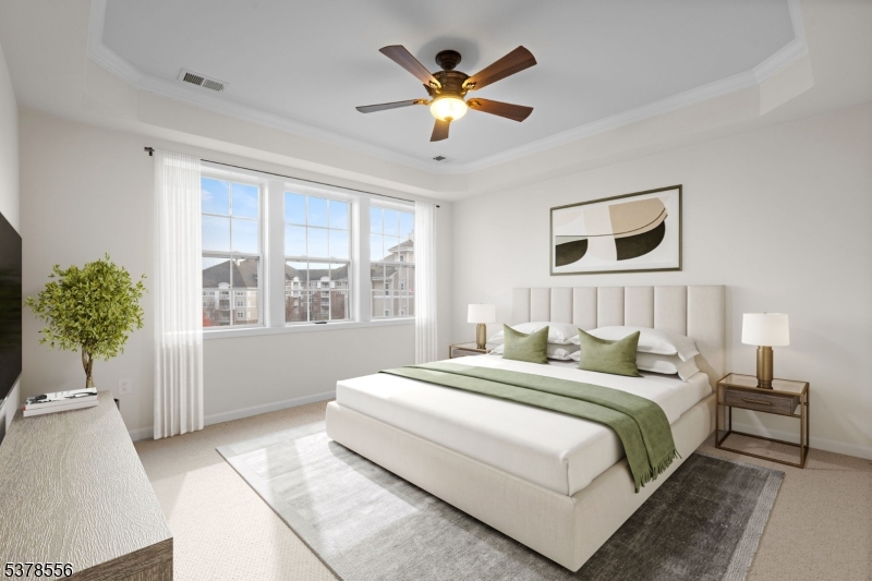 Virtually staged master bedroom