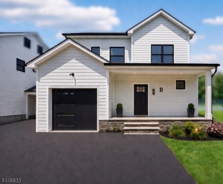 Virtually staged landscaping and driveway