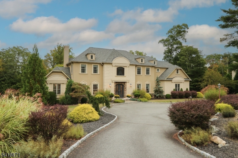 Grand Manor Home Custom stucco work with sculpted design details. Custom 8' radius Iron doors with matching picture window.
