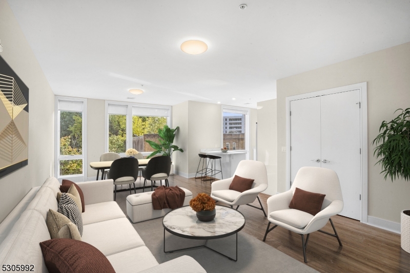 Virtually staged living and dining are