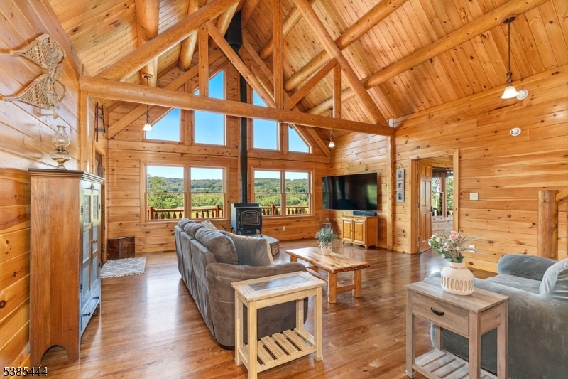 Living room w/ wood stove