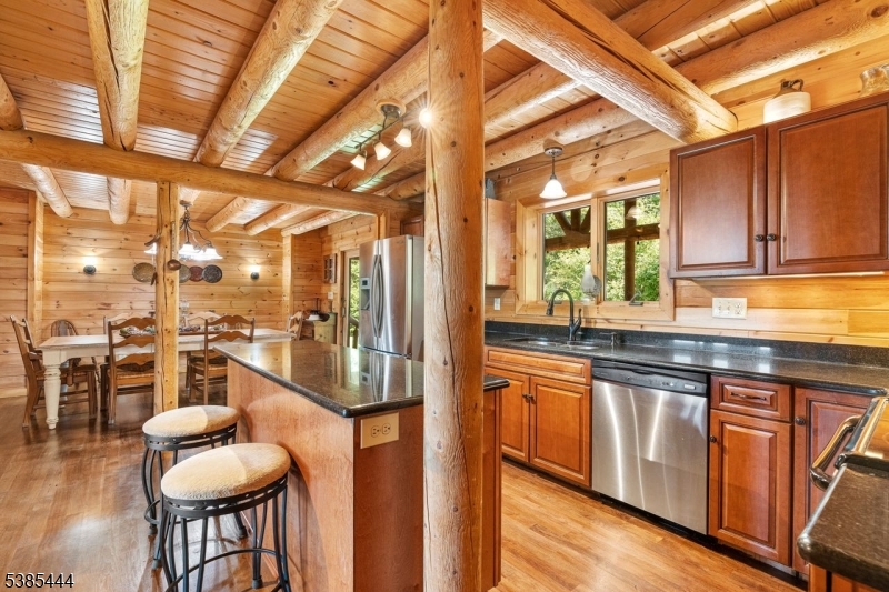 Kitchen open to dining area