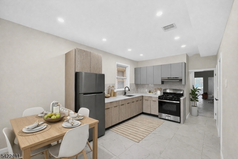 Kitchen Property is not furnished. AI Virtual staging.
