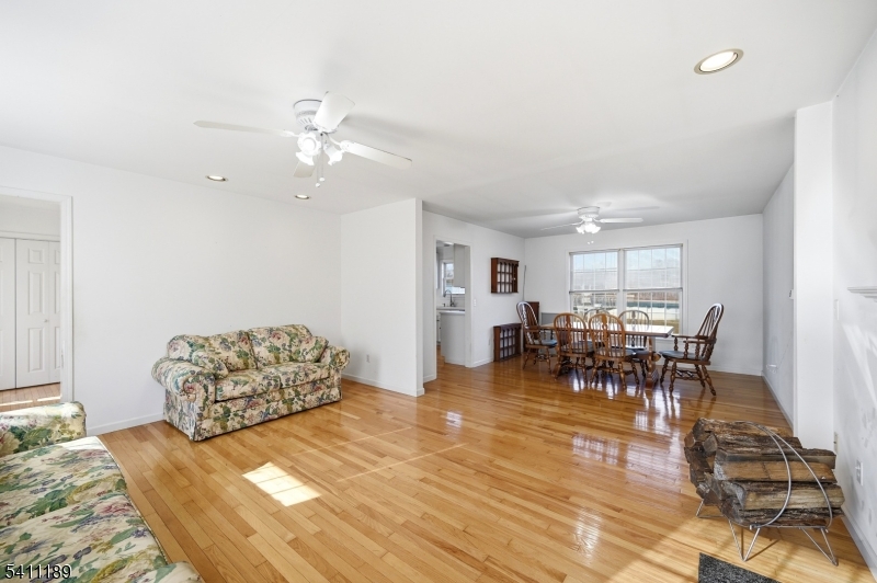 living room and dining area