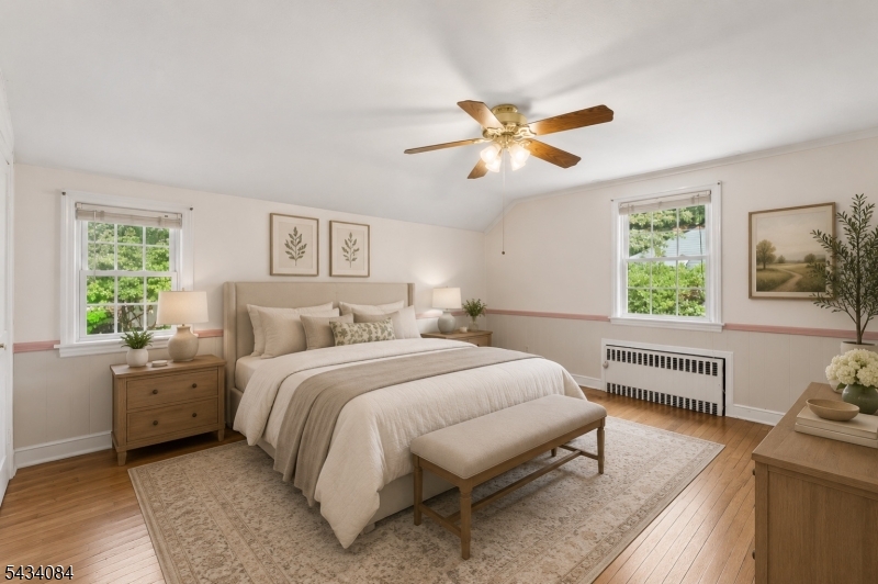 Primary bedroom staged