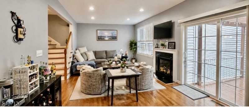 Family room with the fireplac