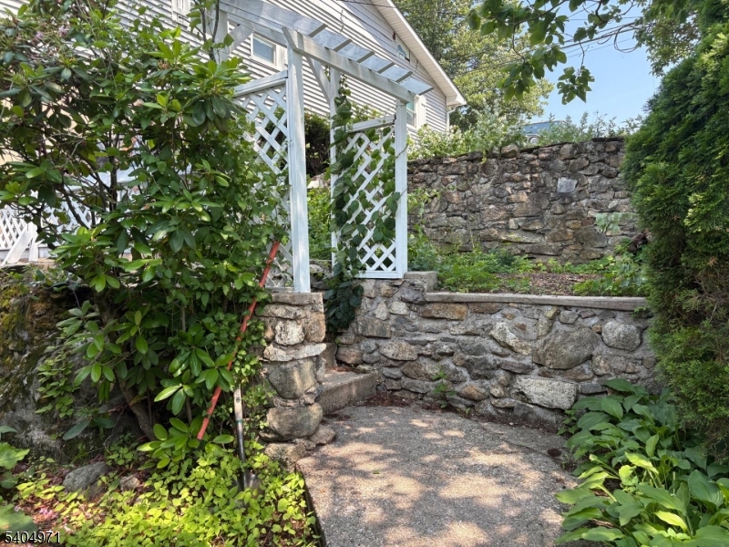 walk down steps to front door