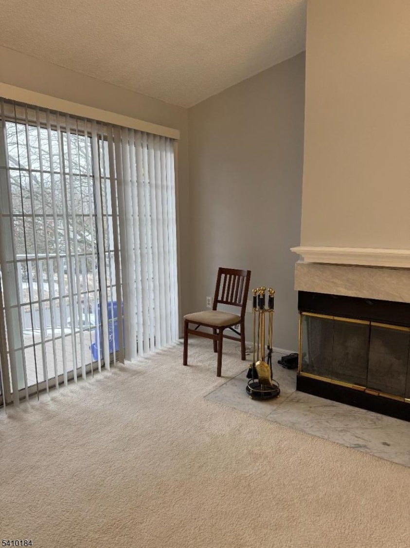 fireplace and balcony