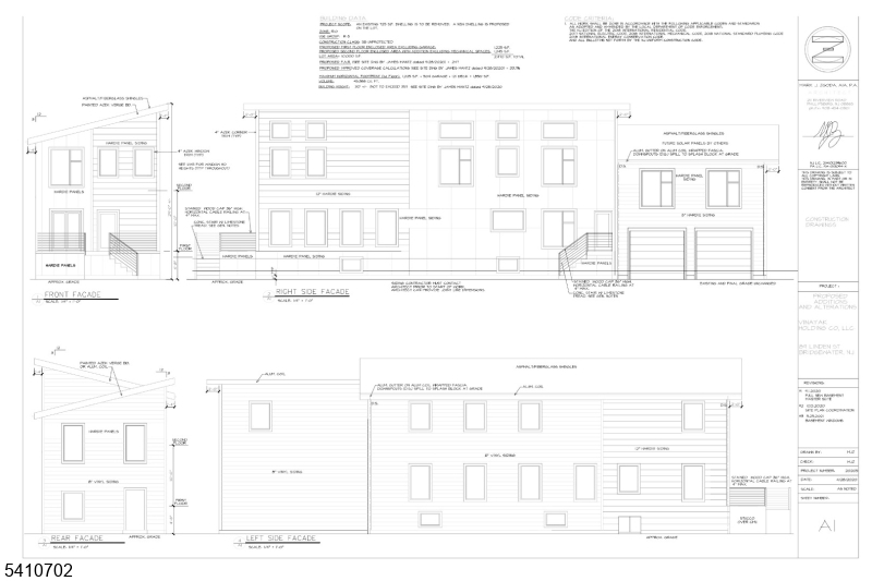 Front,Side & Rear Facade Plans