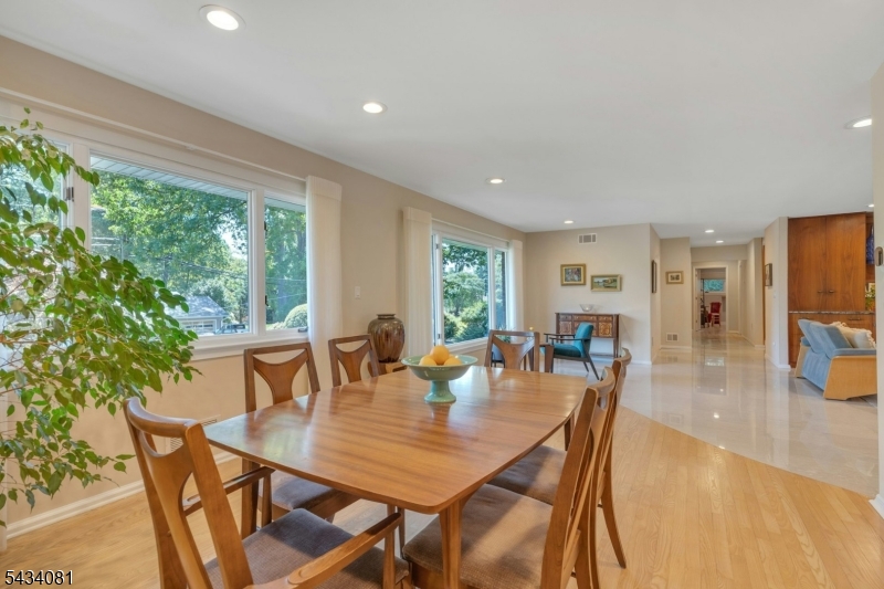 dining room with large windows